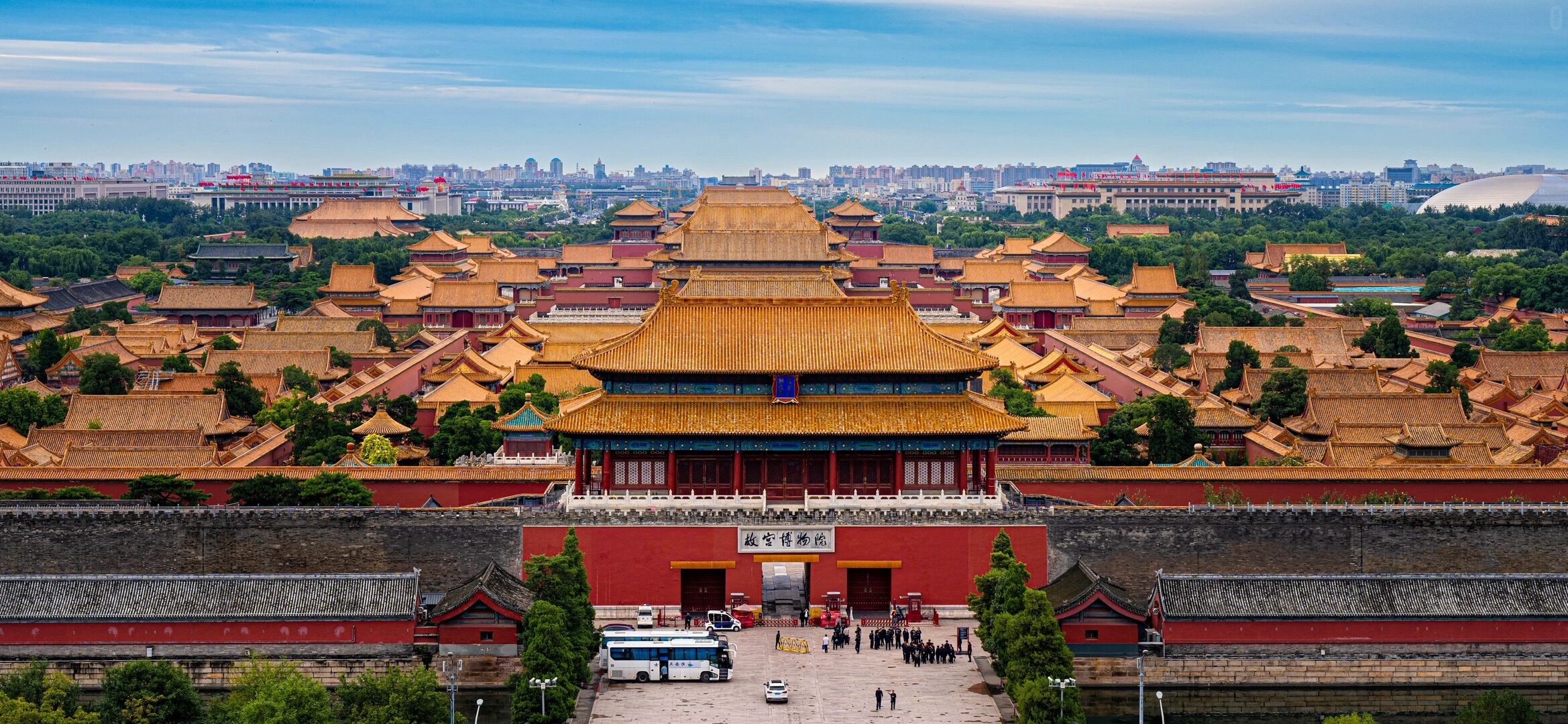 Panoramic elevated view over the Palace Museum and central Beijing.